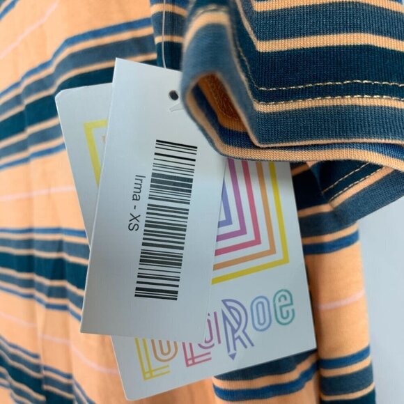 Lularoe Irma Half Sleeve Tunic High Low Polyester Blend Sz XS Black Teal Yellow - Picture 5 of 7